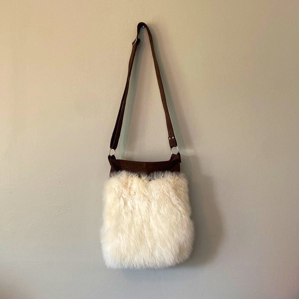 Alpaca wool and faux suede purse shoulder bag